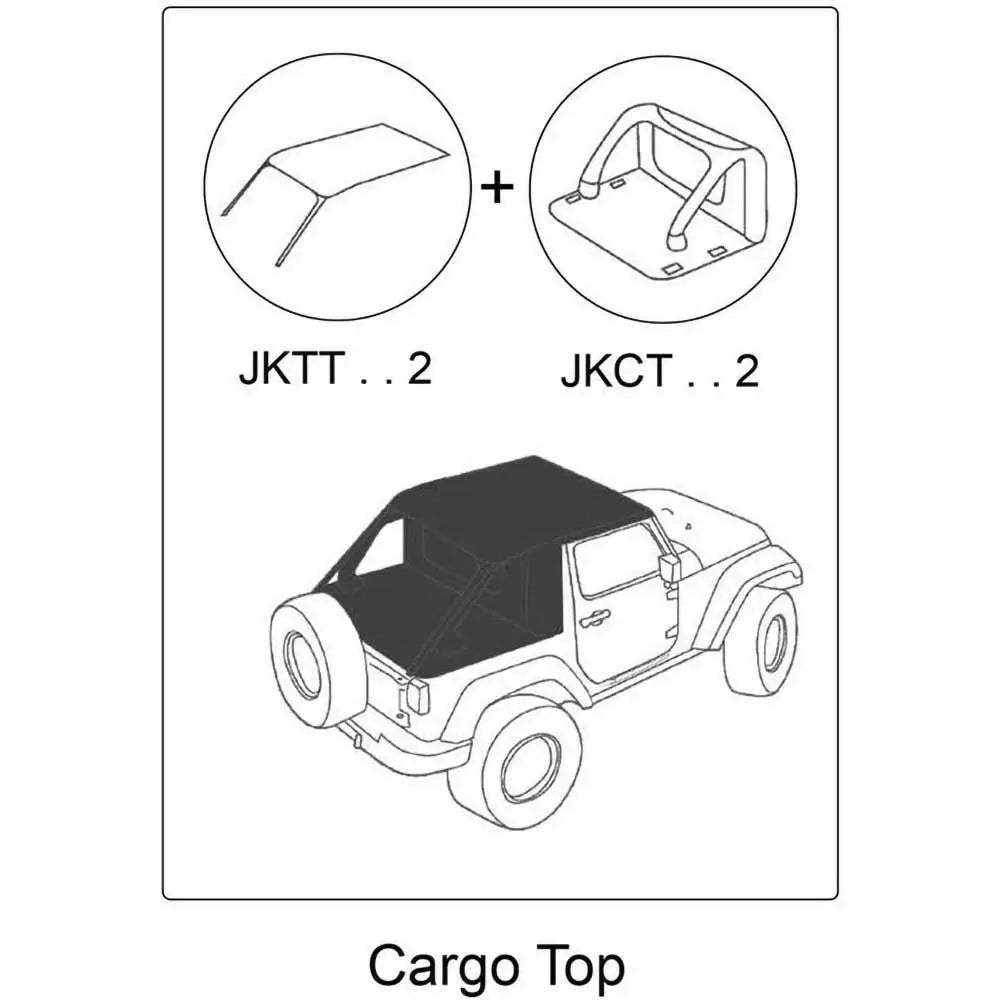 Jeep Wrangler Jk 2d 07-18 Tak Soft Top - Lasting med Suntop Veggen