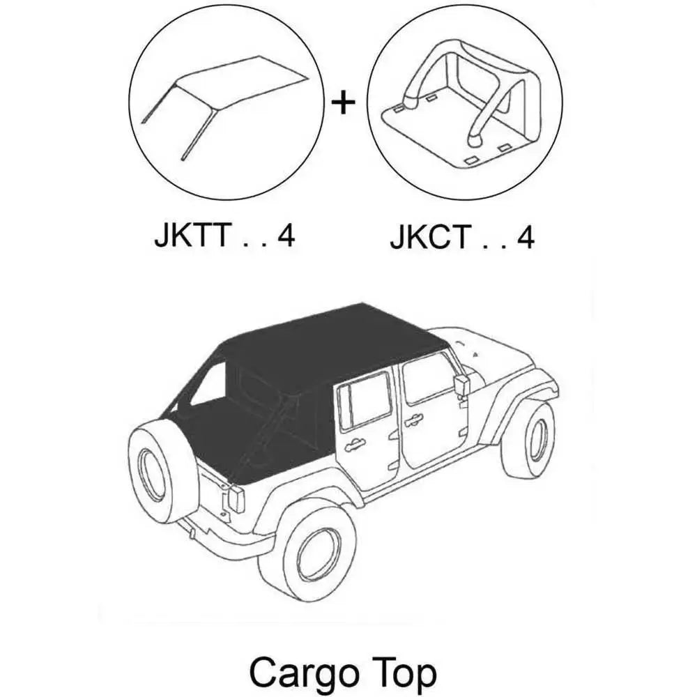 Jeep Wrangler Jk 4 d 07-18 Tak Topp Softop Cargo Style i Suntop - Ingen Ramme - 2