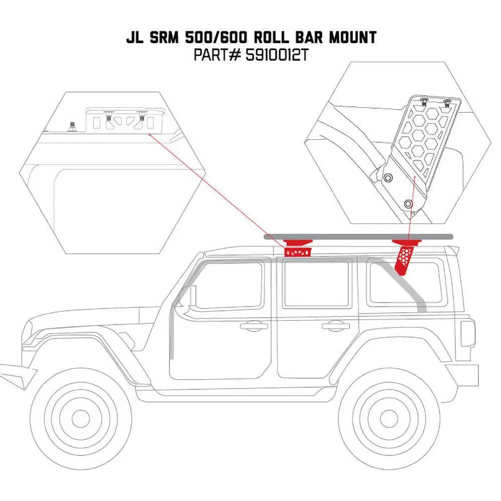 Jeep Wrangler Jl 4 d 18- Takstativsmontering For Fabrikk Hardtop Av Go Rhino - 3