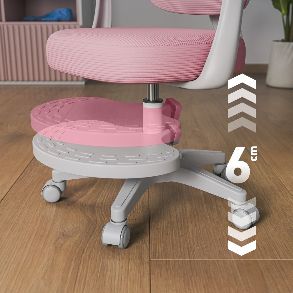 Mark Adler Junior 4.4 rosa barnestol – ryggvisning med grå detaljer