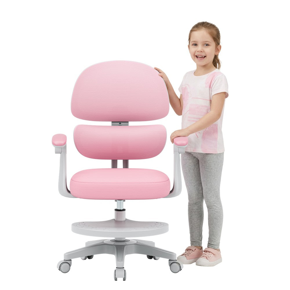 Mark Adler Junior 4.4 rosa ergonomisk skrivebordsstol for barn – frontvisning