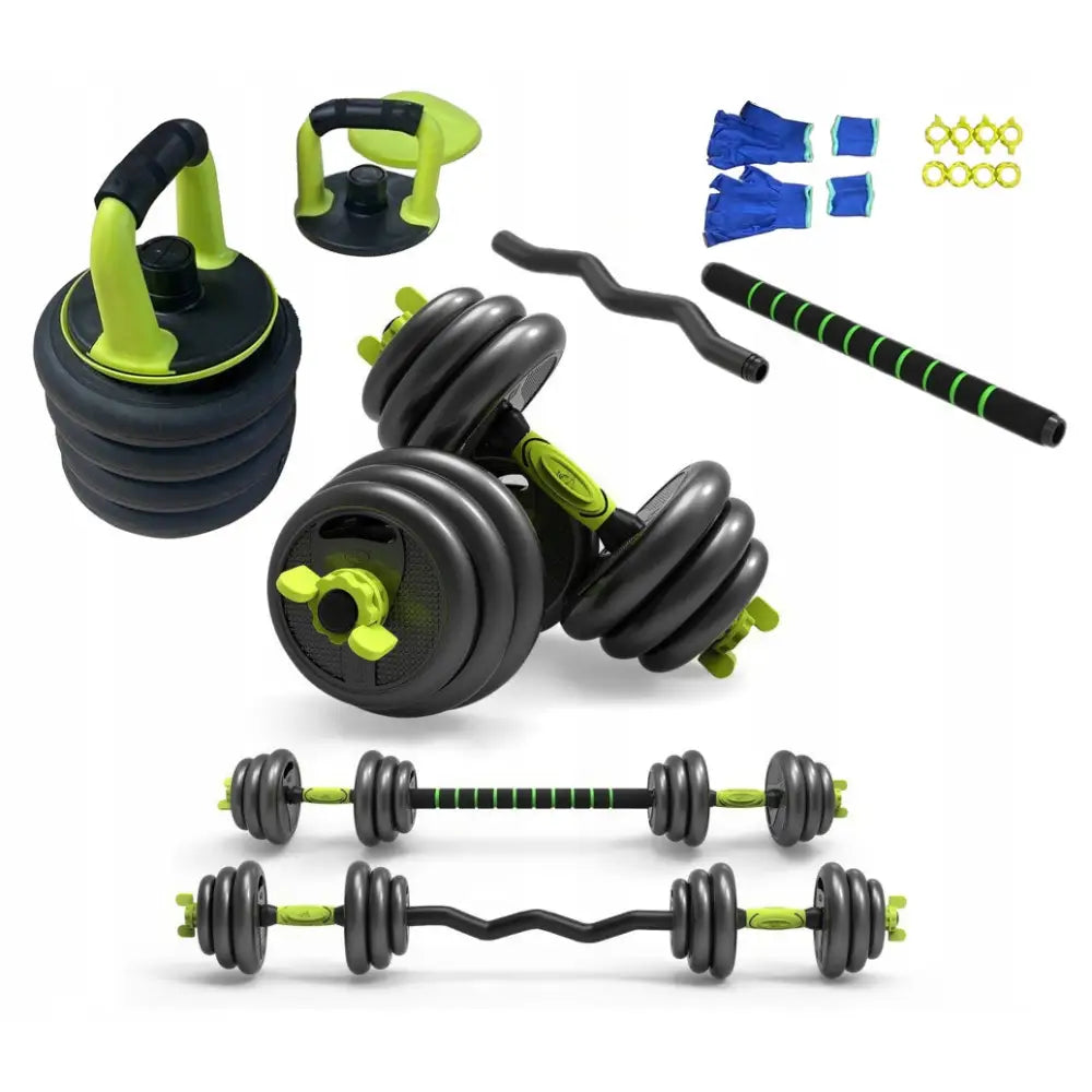 Justerbare Håndvekter 40kg 4i1 Kettlebell Sett Med 2x20kg Curlstang Lang Vektstang Og Treningshansker - 1