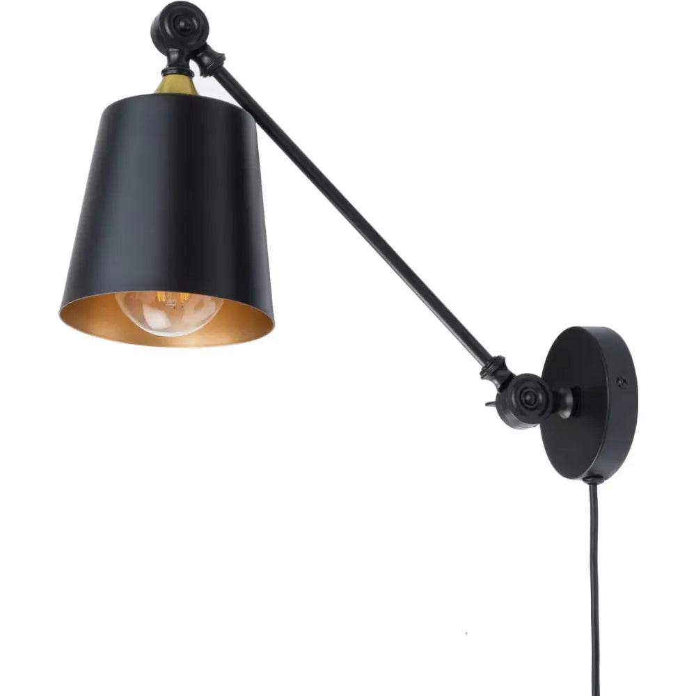 Justervbar Vegglampe i Svart Metall Loft Med Kabel - 1