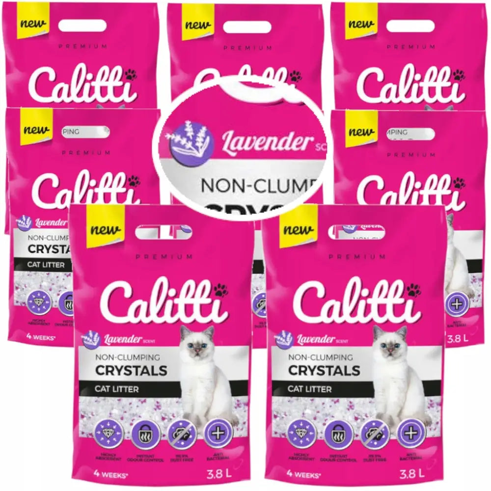 Kattesand Calitti Crystals Lavendel 8x3,8l