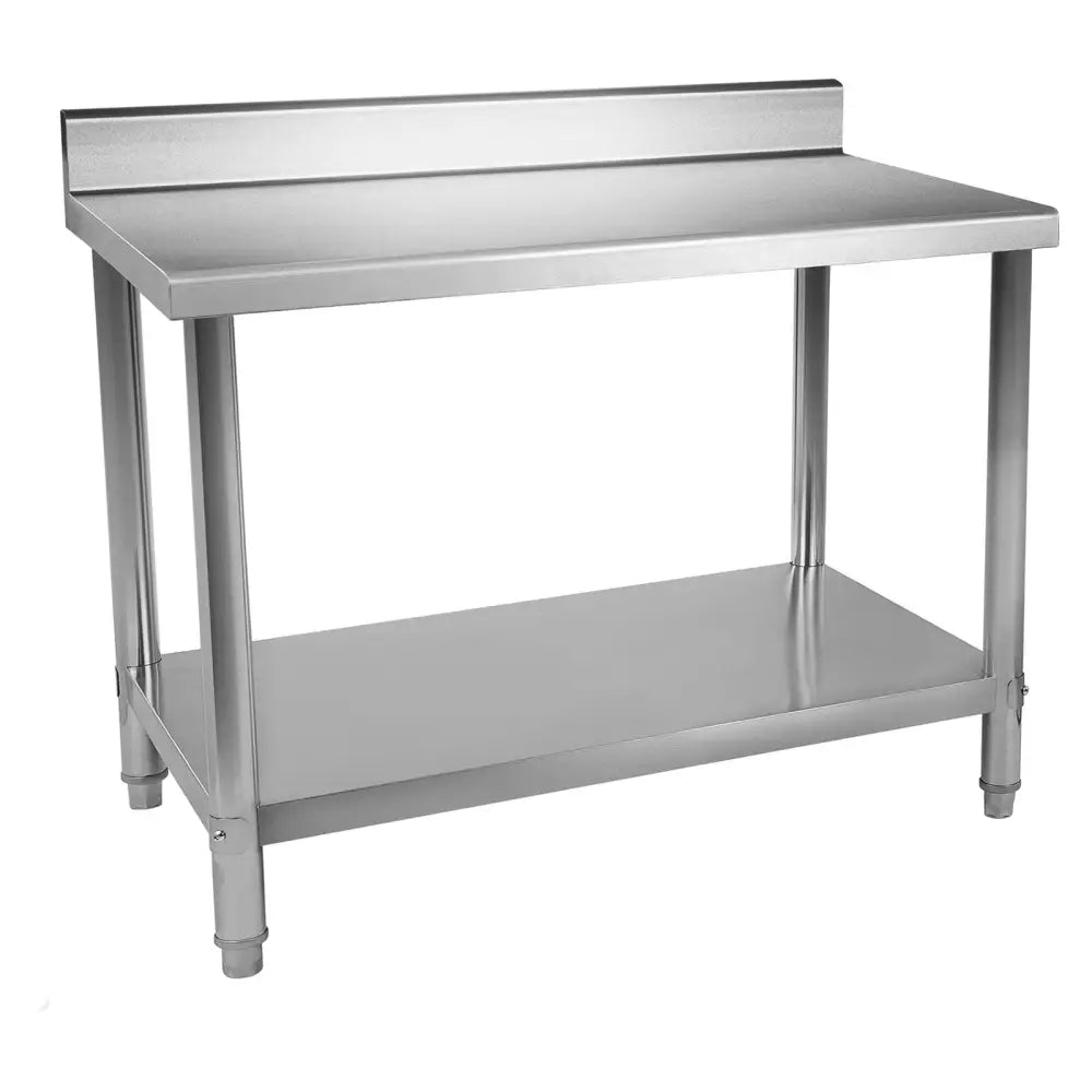 Kjøkkenbord i Rustfritt Stål Med Arbeidsbenk Og Underhylle 100x70cm - 2