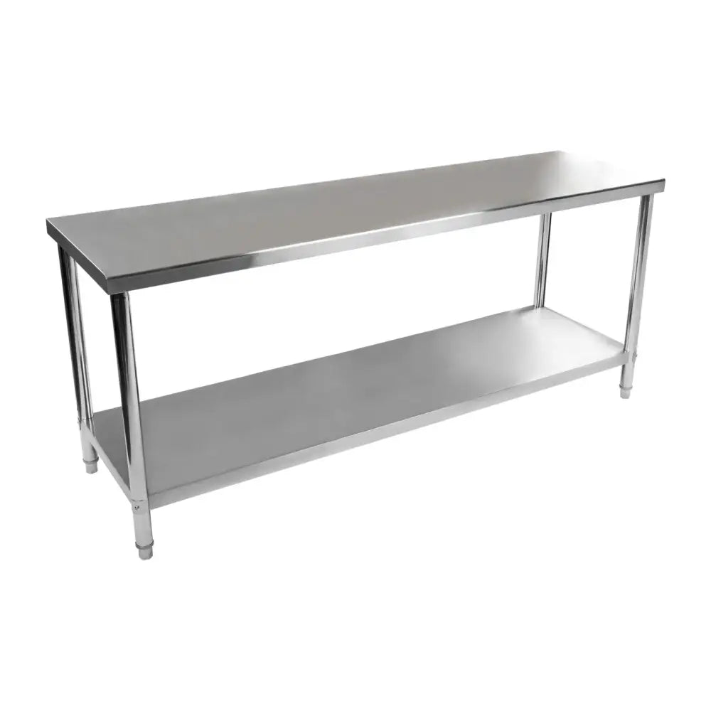 Kjøkkenbord Med Rustfritt Stål Benkeplate Og Bunnhylle 200x60cm - 2