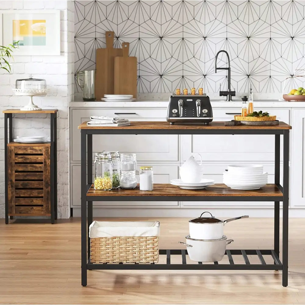 Kjøkkenøy Med Hylle Skap Rustikk 120x60 - 6