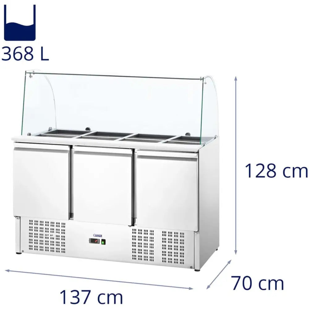 Kjølebord For Salater Med 3 Dører Glasshylle 8x Gn 368 l - 7