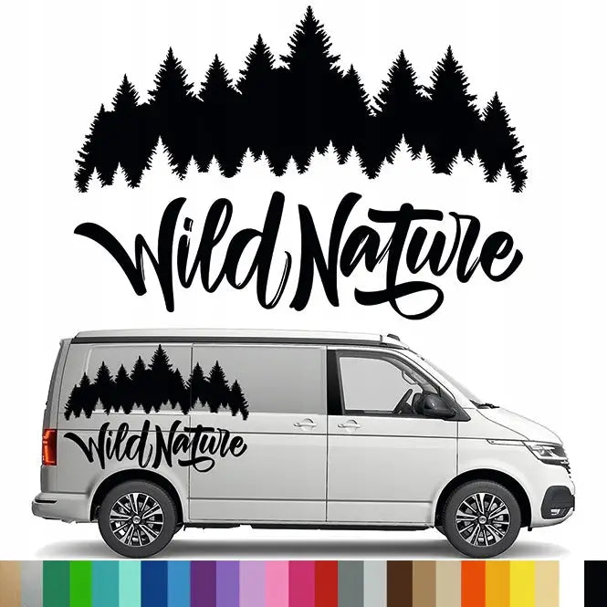 Klistremerke Grafikk Til Bobil Campingvogn Bil - Vill Natur Skog Natur 90x130 - 1