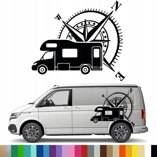 Klistremerke Grafikk Til Bobil Campingvogn Kompass Vindrose 90x105 - 1