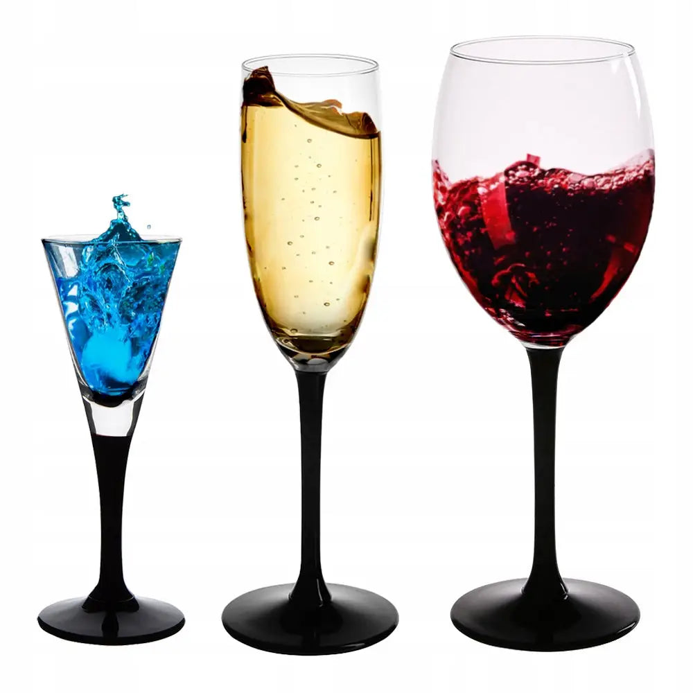 Komplett Sett Med Vinglass Champagneglass Og Vodkaglass - Onyx 18 Stykker - 1