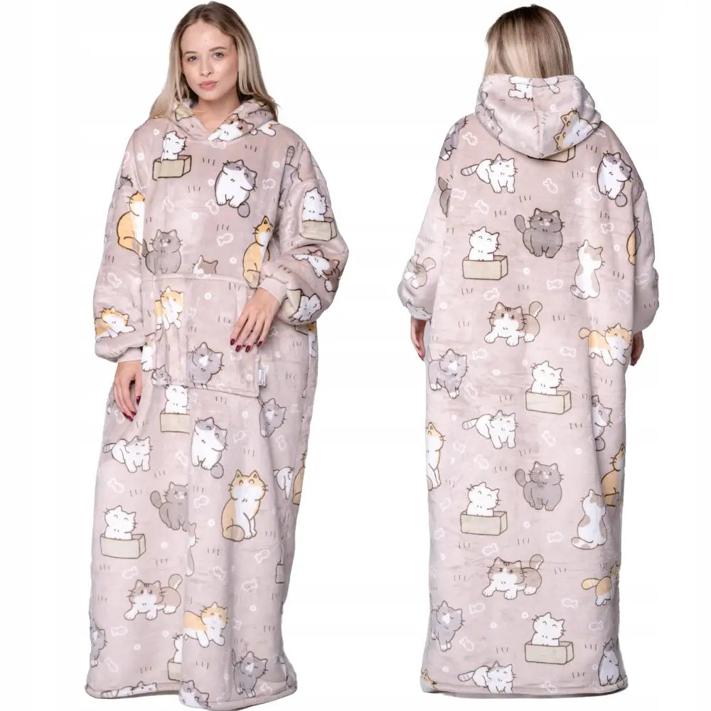 Kosegenser Oversize Varm 2-i-1 Teddy Tykk Xxl Lang Hettegenser