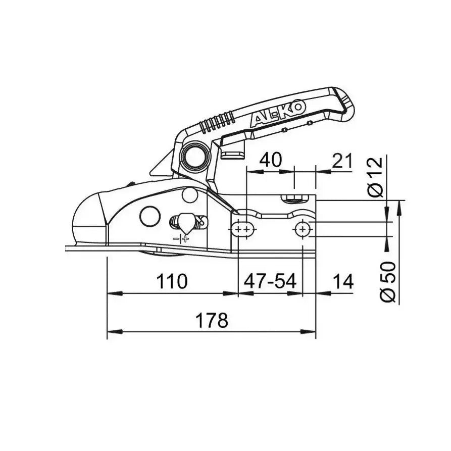 Kulekobling Tilhenger Al-ko Ak270 Pipe Fi50