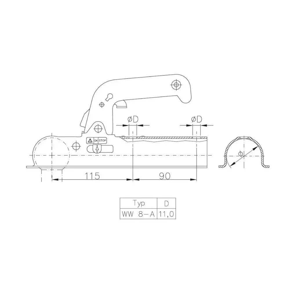 Kulekobling Tilhenger Winterhoff Ww 8 - a Dmc 800 Kg