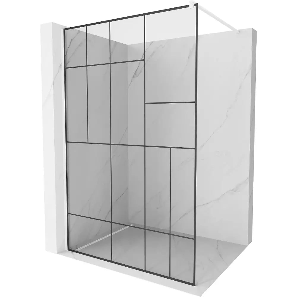Dusjvegg 110x200 Cm Svart Mønster 8 Mm Hvit S1
