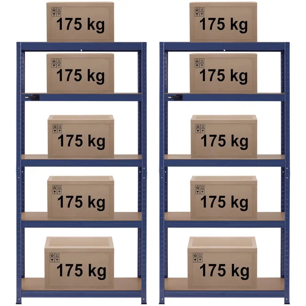 Lager Metall Hylle 5 Hyller 875 Kg 90 x 40 x 180 Cm Blå 2 Stk. - 6