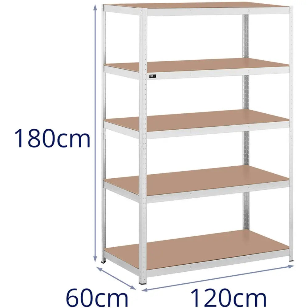 Lager Metallhylle 5 Hyller 750 Kg 120 x 60 x 180 Cm Grå - 7