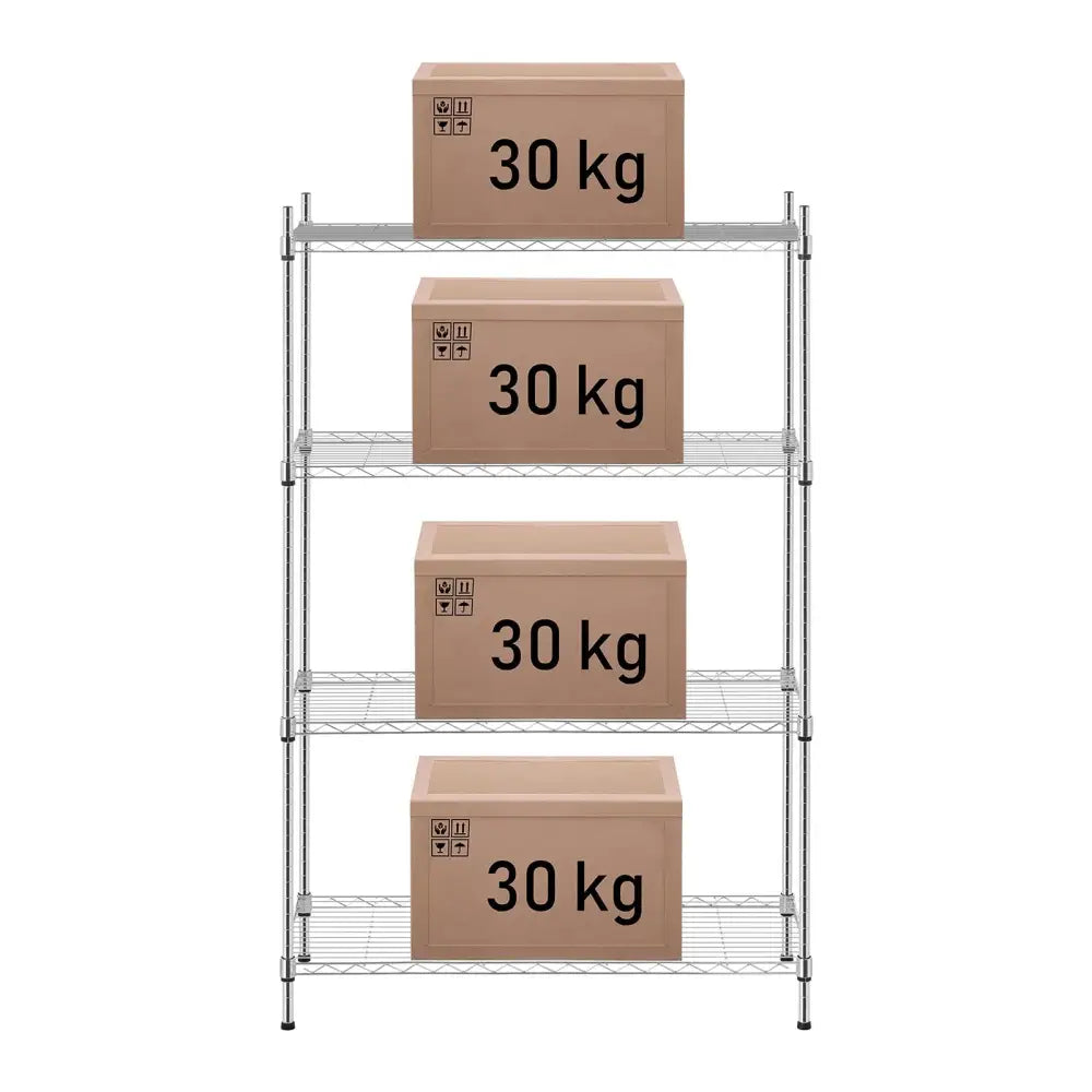 Lager Metallstativ Krom 137x90x35cm Opptil 120kg - 3