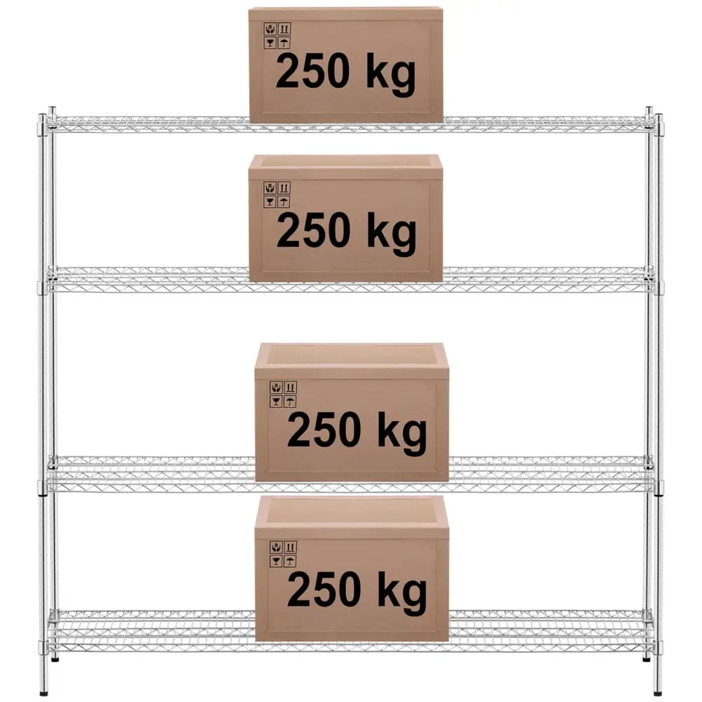 Lagerhylla i Krom Med 4 Lattisolerte Hyller For 1 Tonn 1000 Kg 180x45x180 Cm - 6