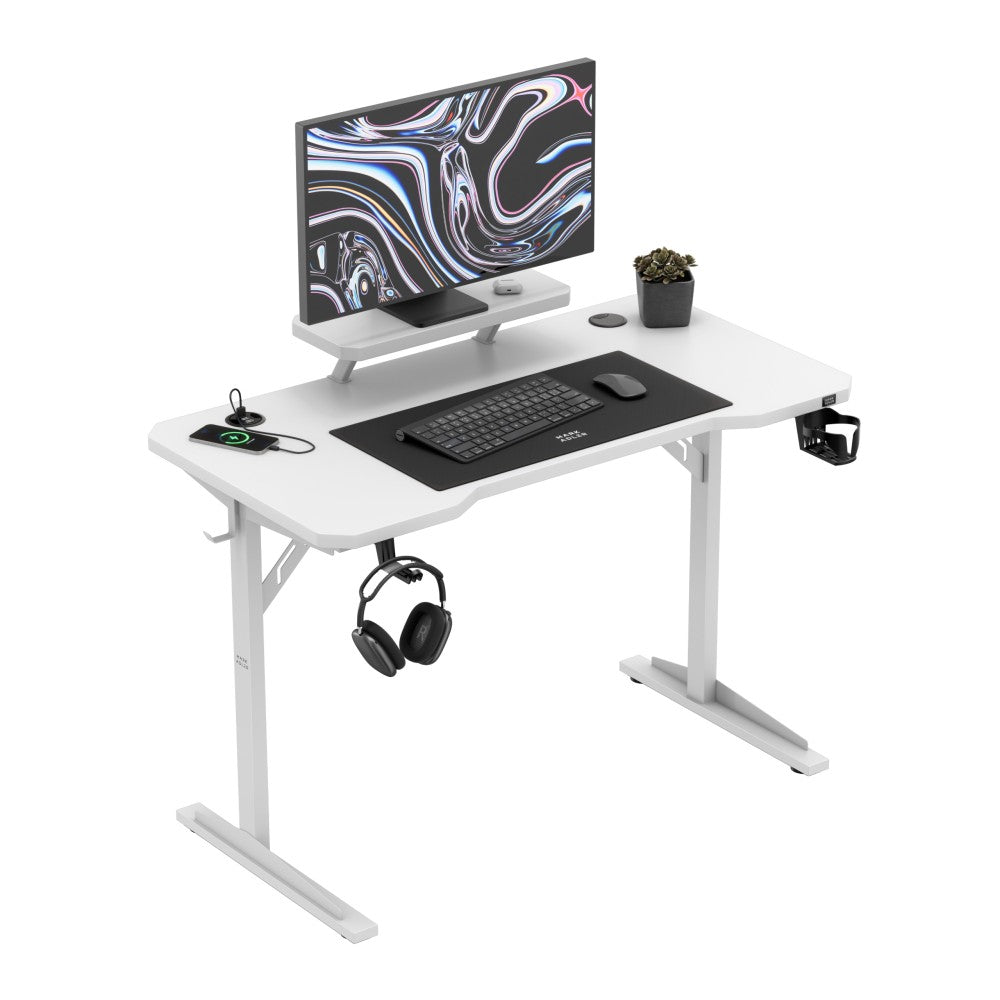 Mark Adler Leader 5.1 skrivebord hvit 115 cm – frontvisning med hylle