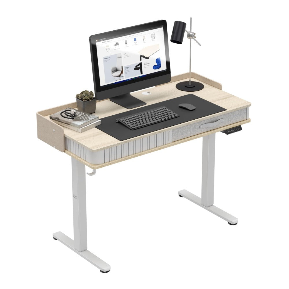 Mark Adler Leader 8.0 hvitt elektrisk hev-senk skrivebord 120 cm – frontvisning