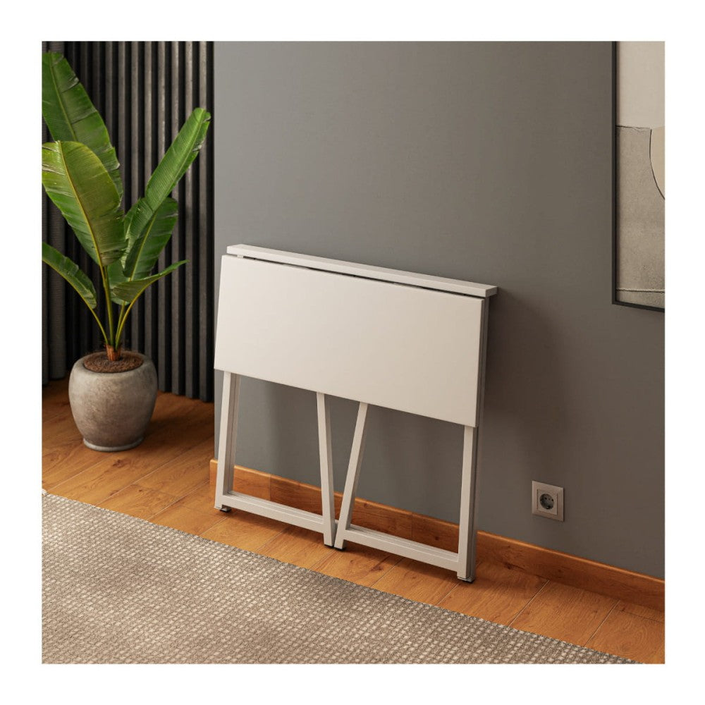 Sammenleggbart skrivebord grå 80 cm – foldet/lukket posisjon