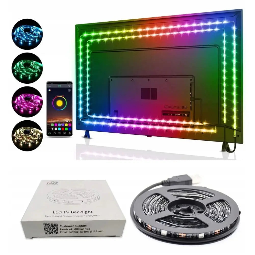 Led Rgb-tape Med Usb Tv-bakgrunnsbelysning Bluetooth 4m - 1