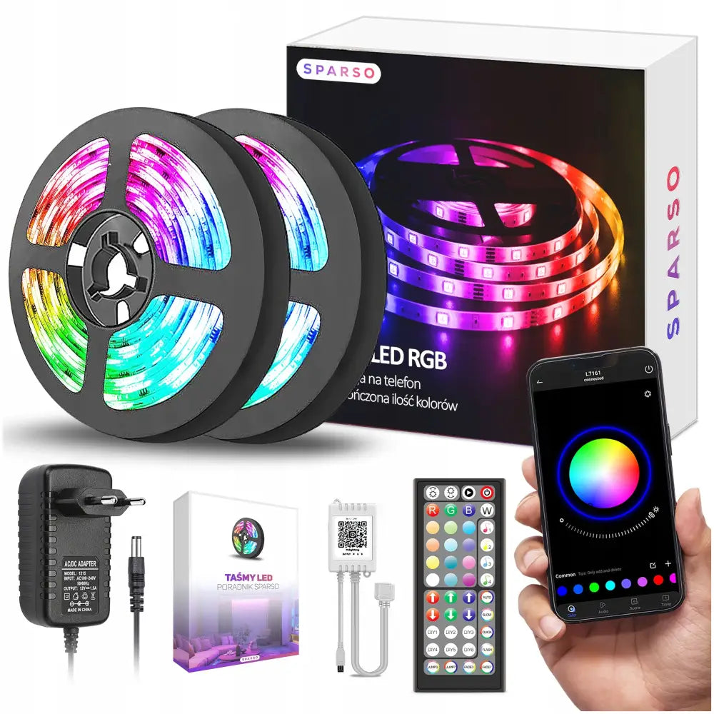 Led-stripe 15m Rgb 5050 Lys Med App Fjernkontroll Sett - 1