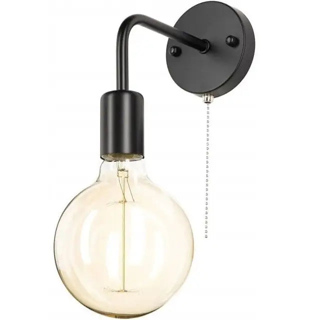 Loftvegglampe E27 Wst052 Sort Med På/av-bryter - 1