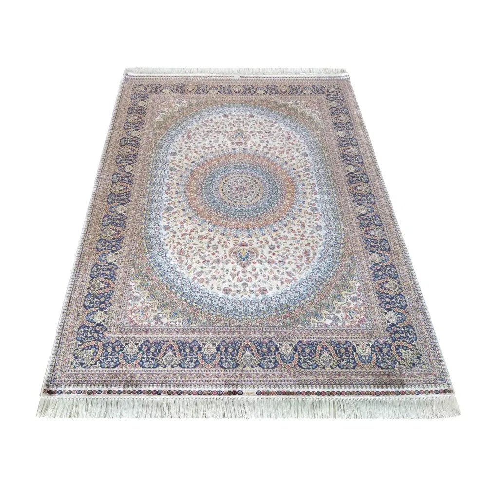 Luksuriøst Qum Silk Tepe 07 Krem 160 x 230 Cm - 1