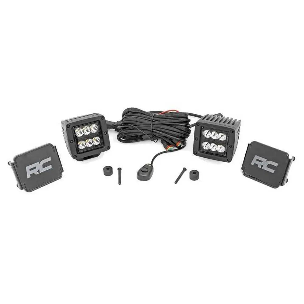 Lysrampen Led 2’’ Firkantet Rough Country Black Series - Jeep Gladiator Jt 20-