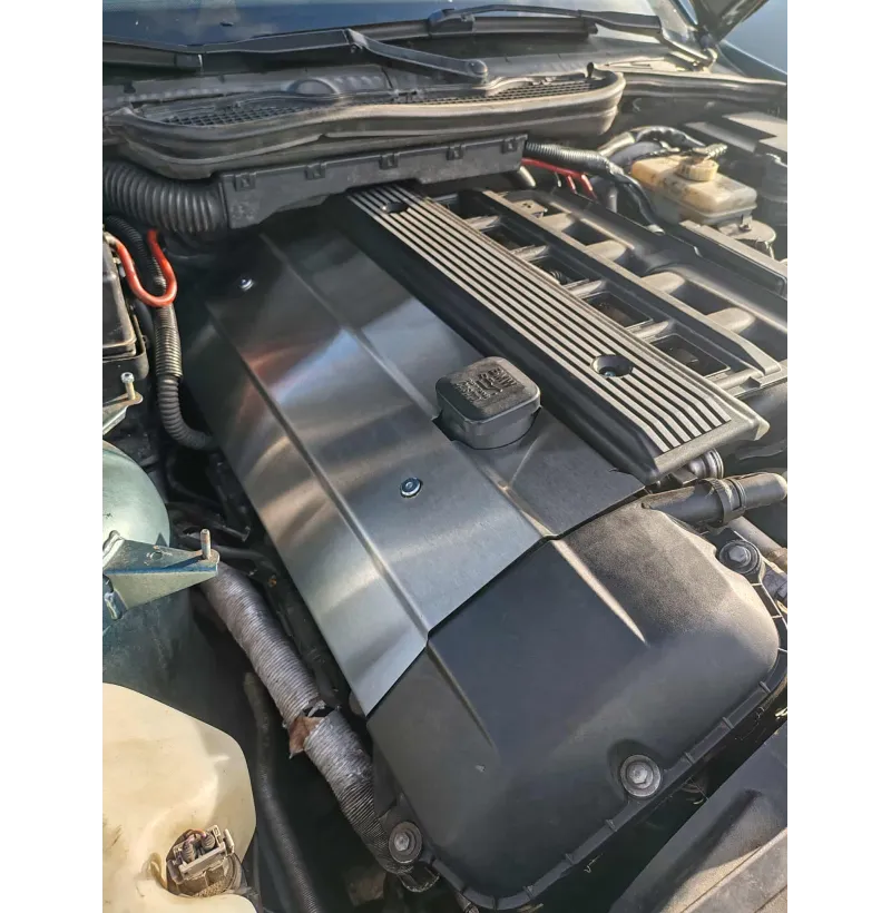 BMW M52 M54 tennspole varmeskjerm i rustfritt stål fra Swagier for toppmontert turbo