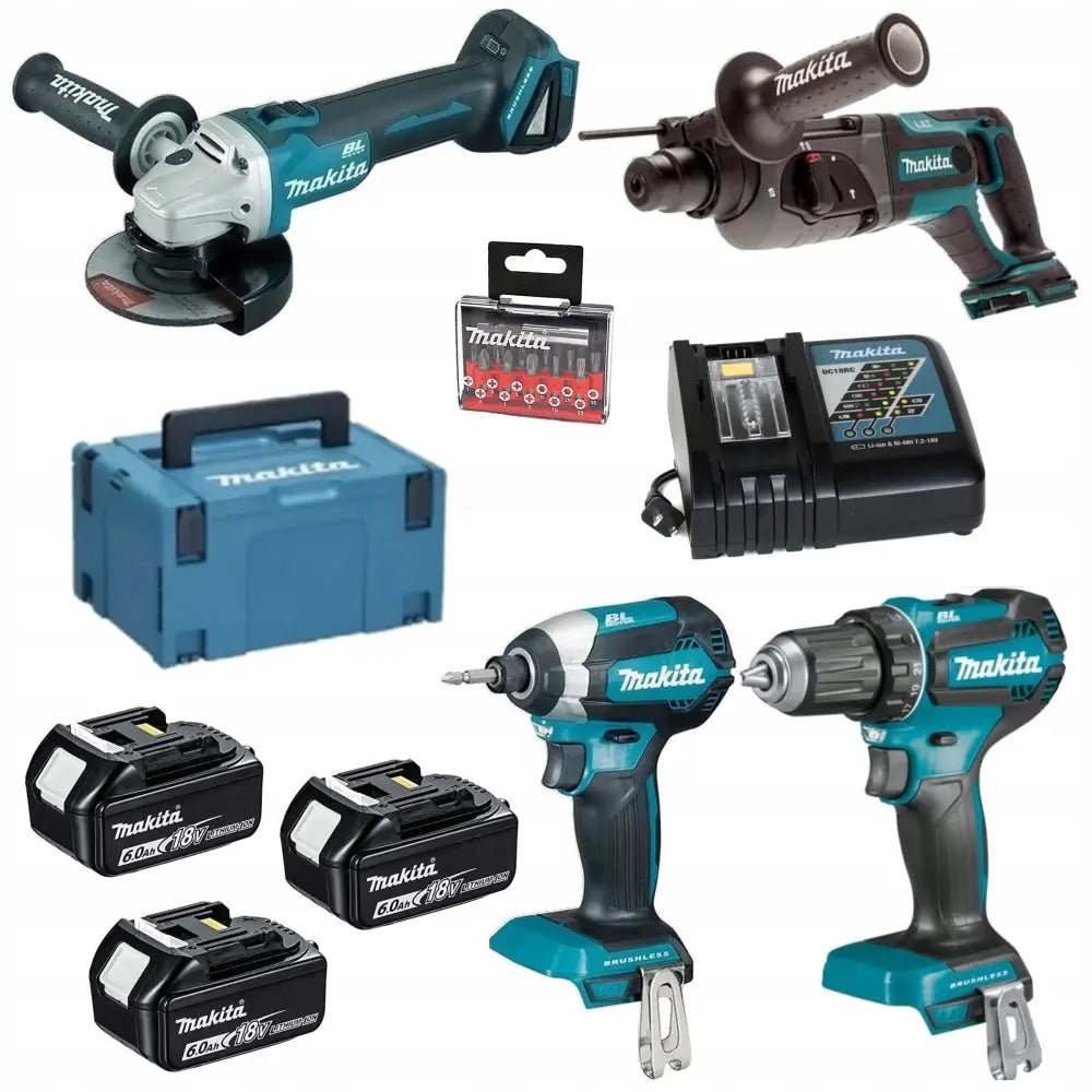 Makita Combo Sett Med 4 Verktøy 18v 3x6ah - 1