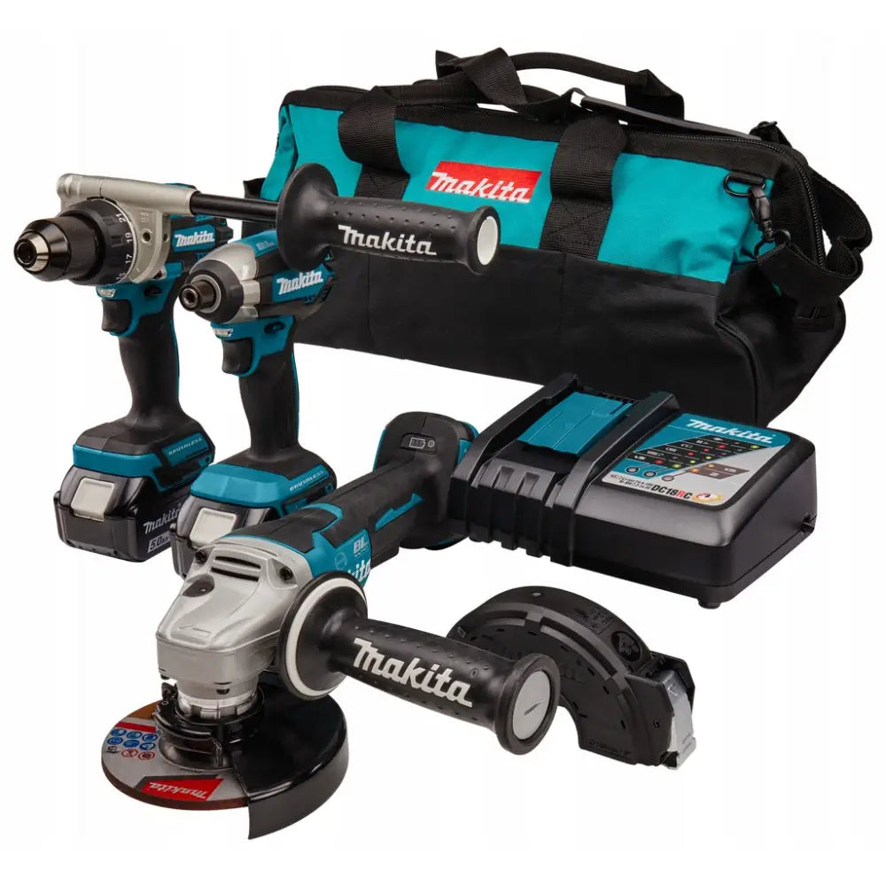 Makita Dlx3156 18v Vinkelsliper Skrutrekker Bor Batteri - 1