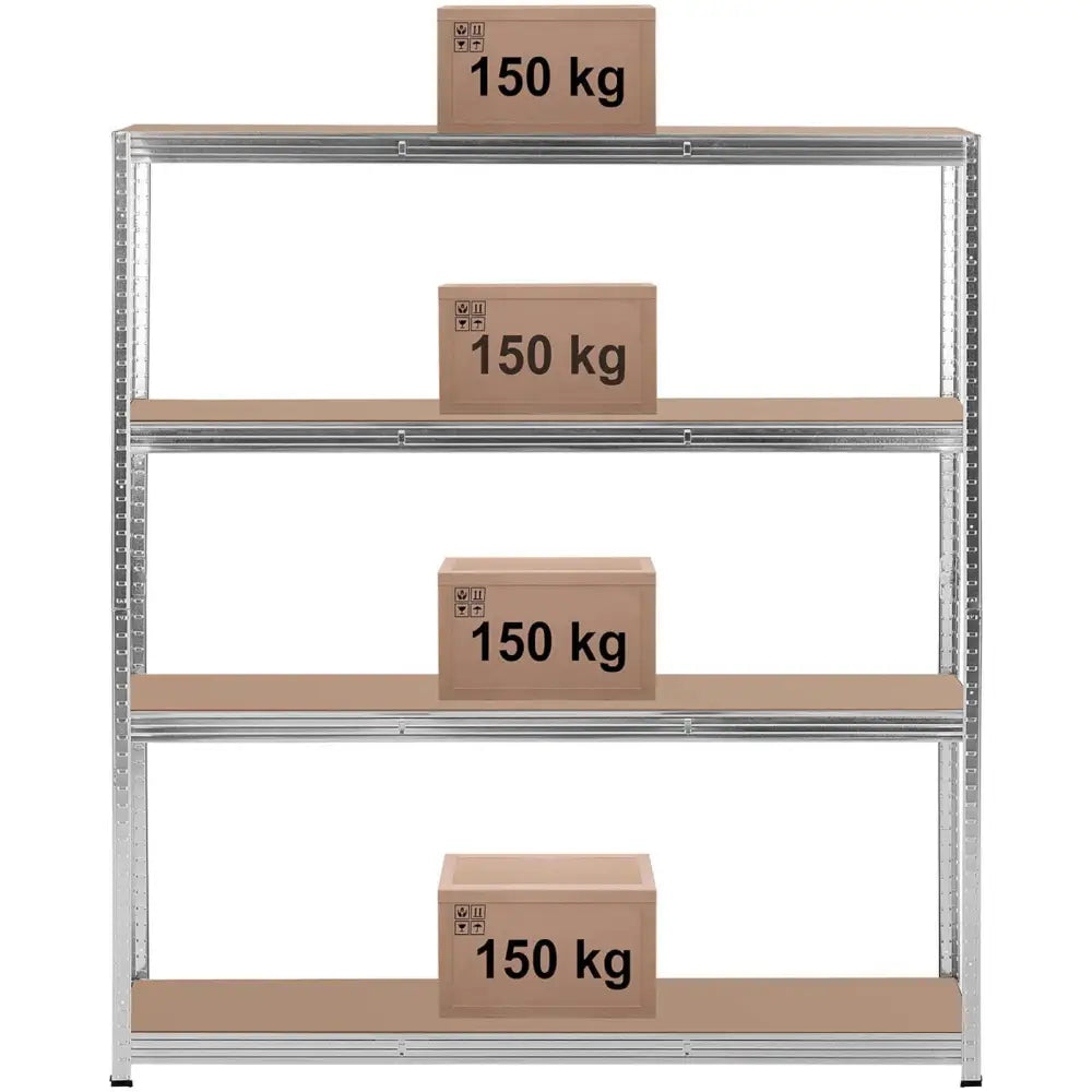 Metalhylle Lagerstativ 4 Hyller 600 Kg 160 x 40 x 180 Cm Grå - 6