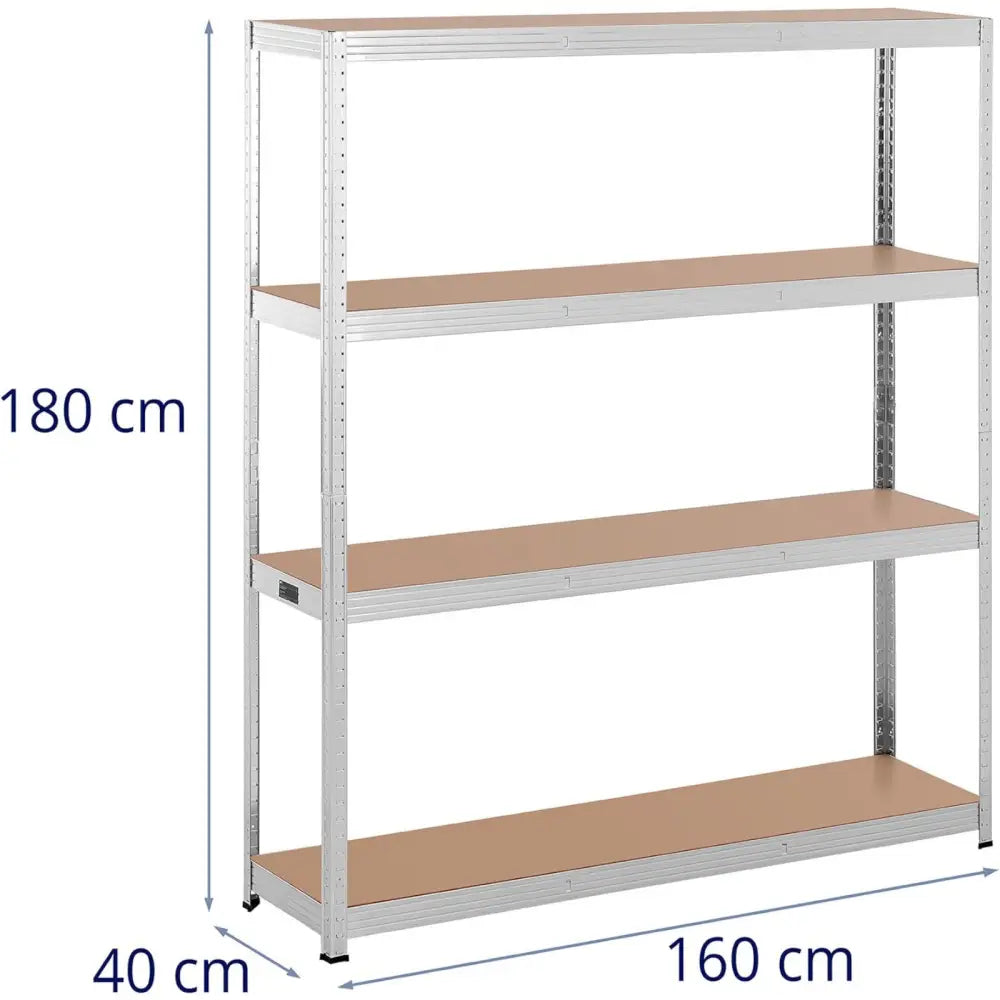 Metalhylle Lagerstativ 4 Hyller 600 Kg 160 x 40 x 180 Cm Grå - 7