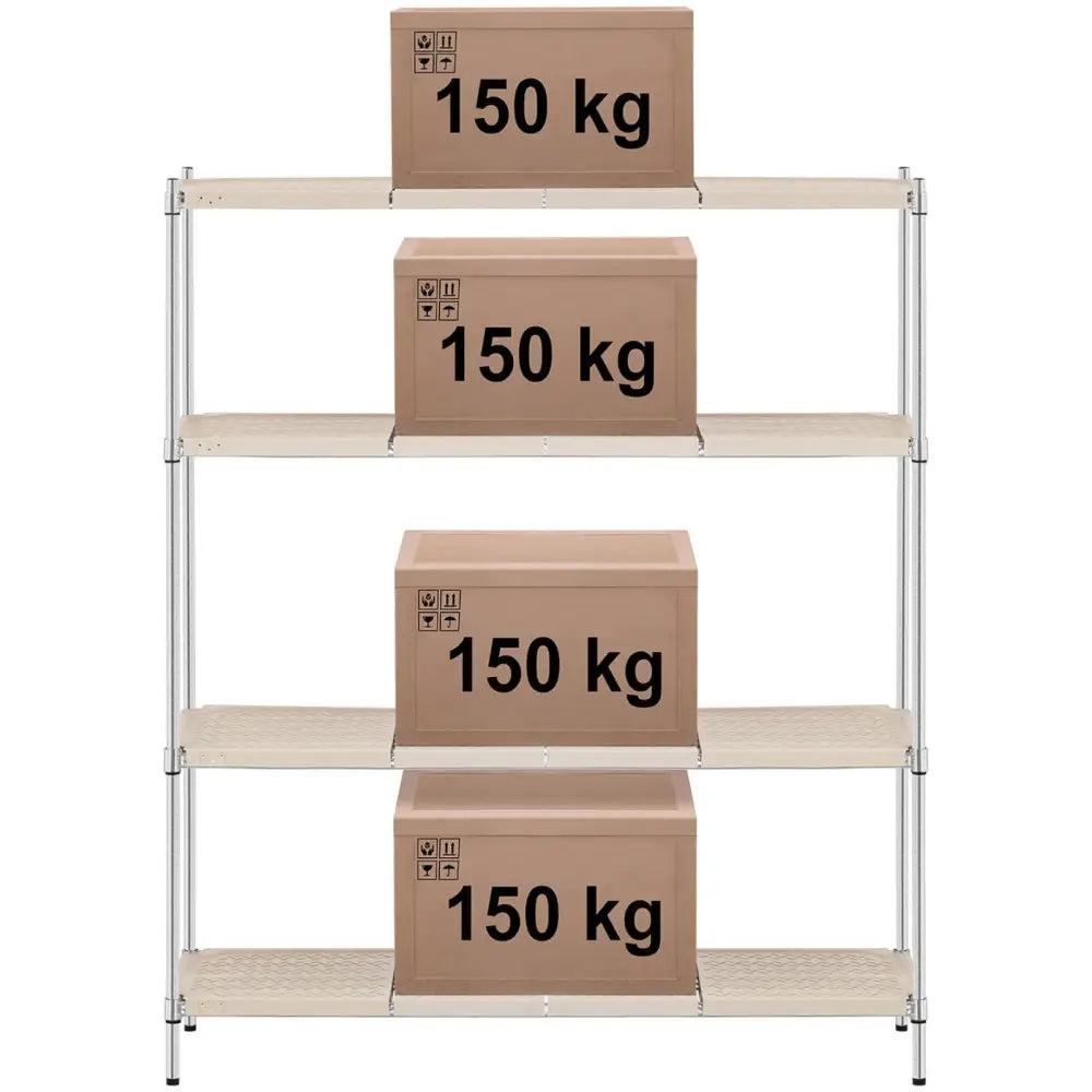 Metall Hylle Med 4 åpne Hyller Og Beslag 600 Kg 150x45x180 Cm - 6