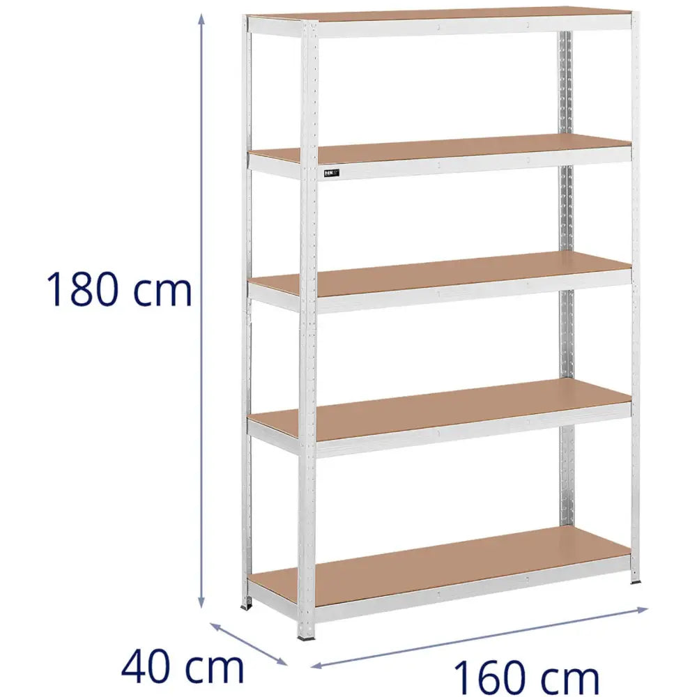 Metall Hyllereol 5 Hyller 750 Kg 120 x 40 x 180 Cm Grå