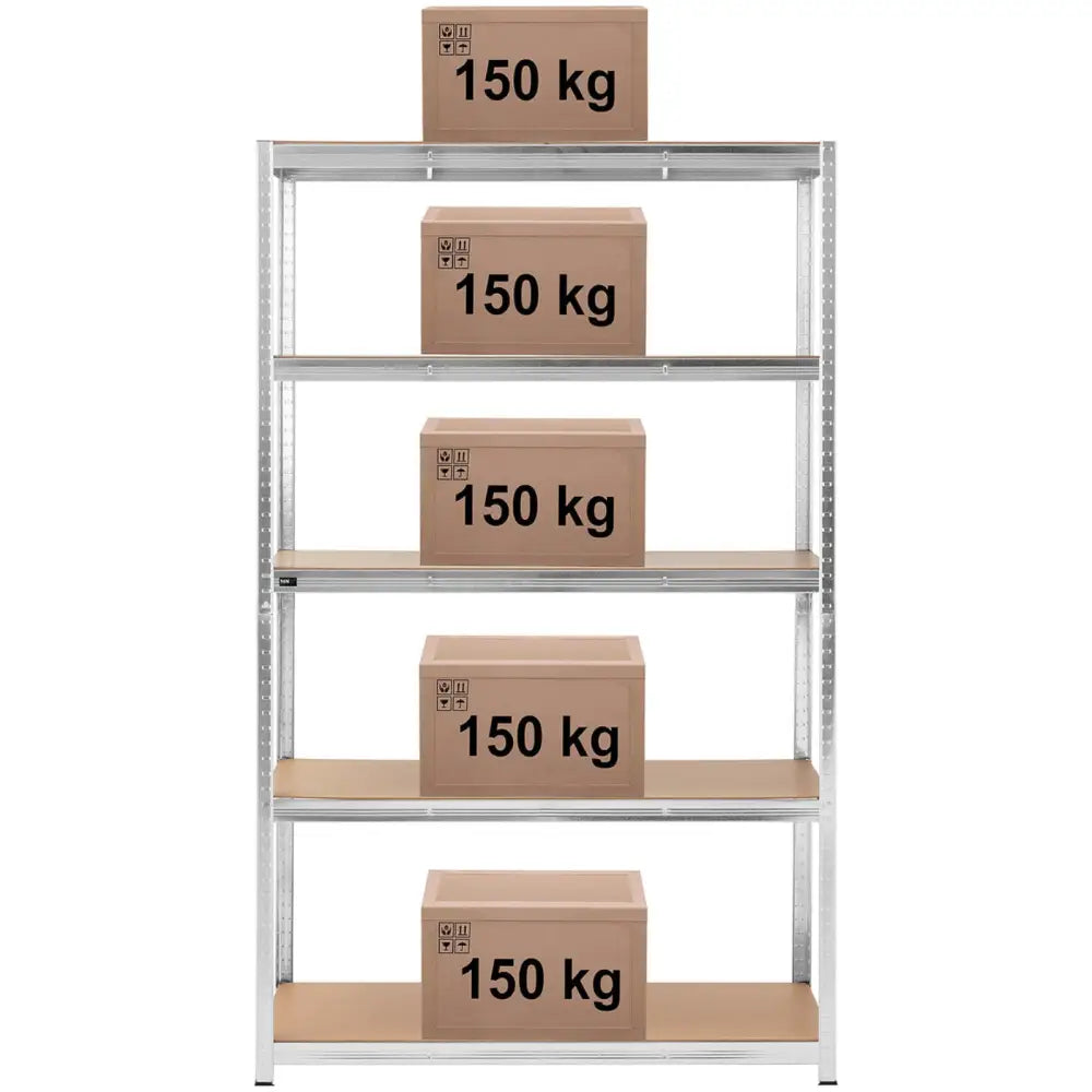 Metall Lagerhyllen 5 Hyller 750 Kg 120 x 60 x 197 Cm Grå - 6