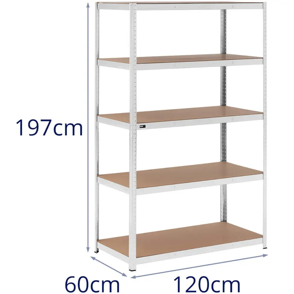 Metall Lagerhyllen 5 Hyller 750 Kg 120 x 60 x 197 Cm Grå