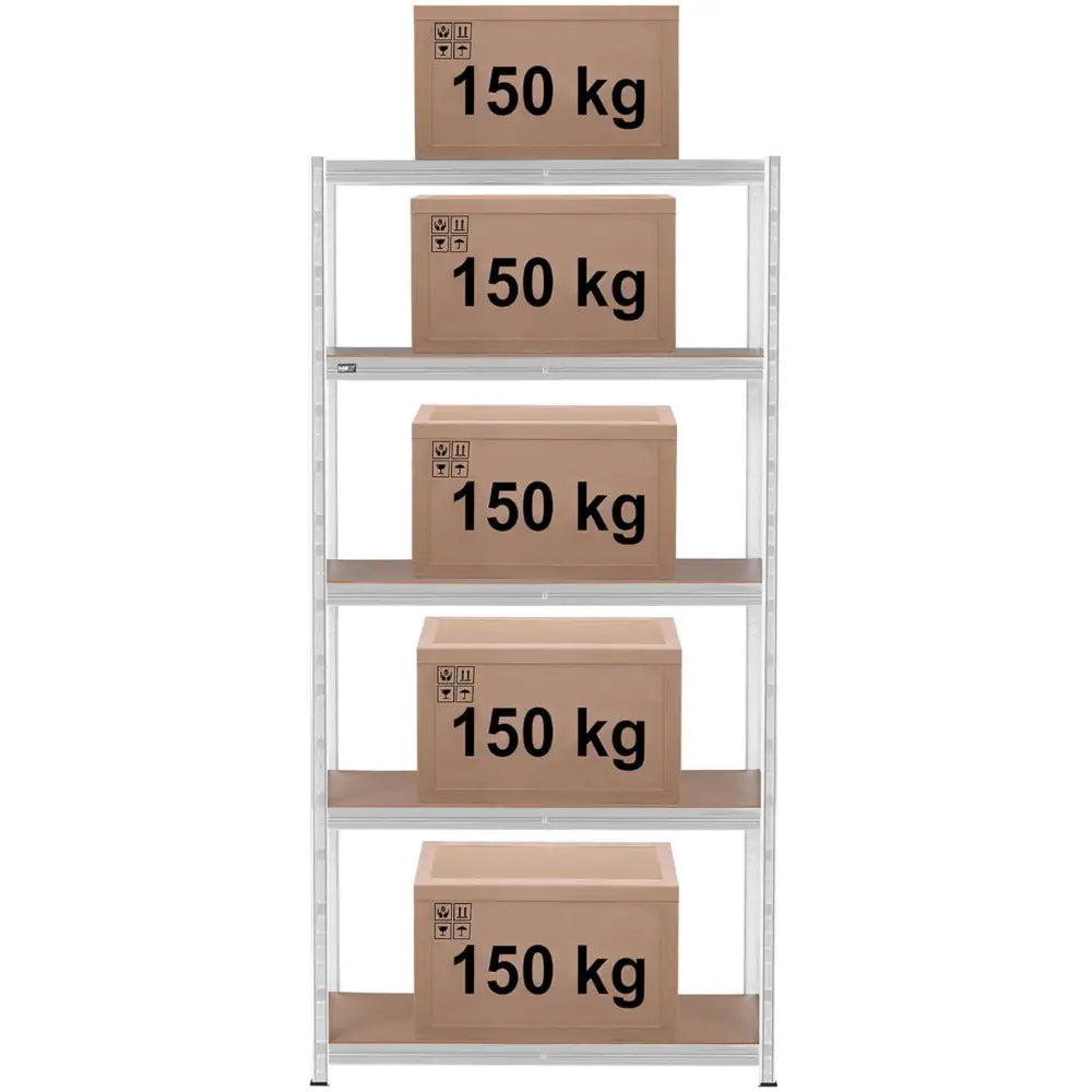 Metall Lagringshylle med 5 Hyller 750 Kg 100 x 50 x 197 Cm Grå