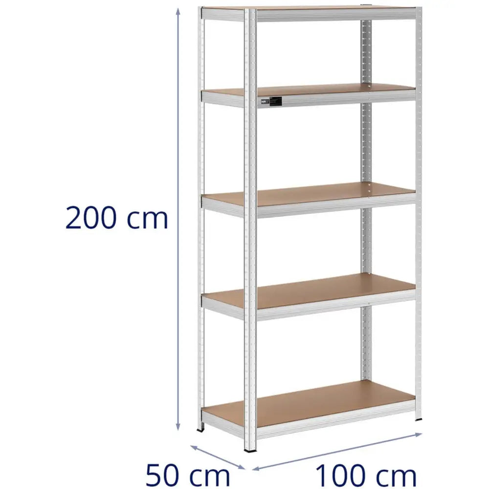 Metall Lagringshylle med 5 Hyller 750 Kg 100 x 50 x 197 Cm Grå