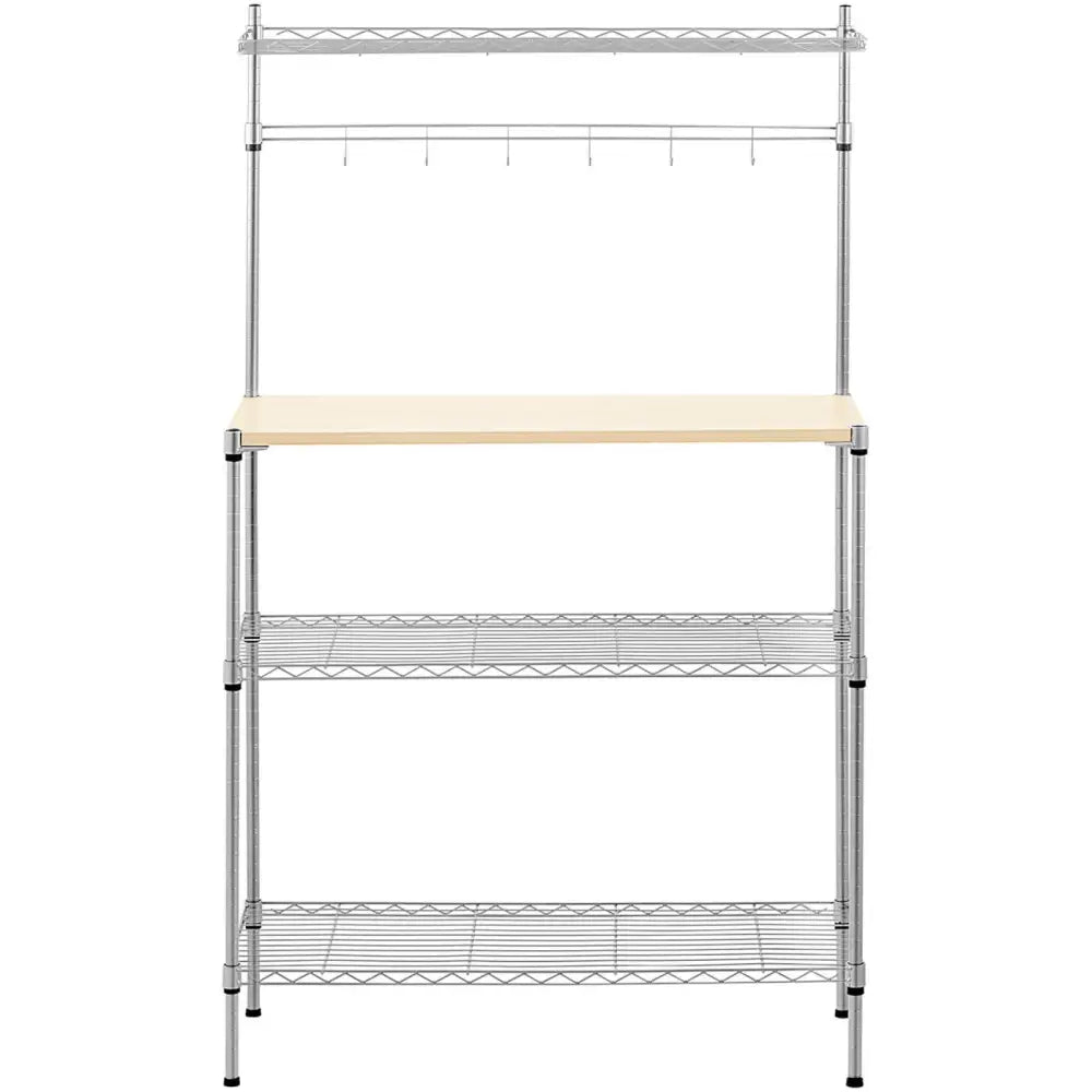 Metall Trådhylle Til Kjøkkenlager 4 Hyller Kroker 90 x 35 x 152 Cm Opptil 121 Kg - 6