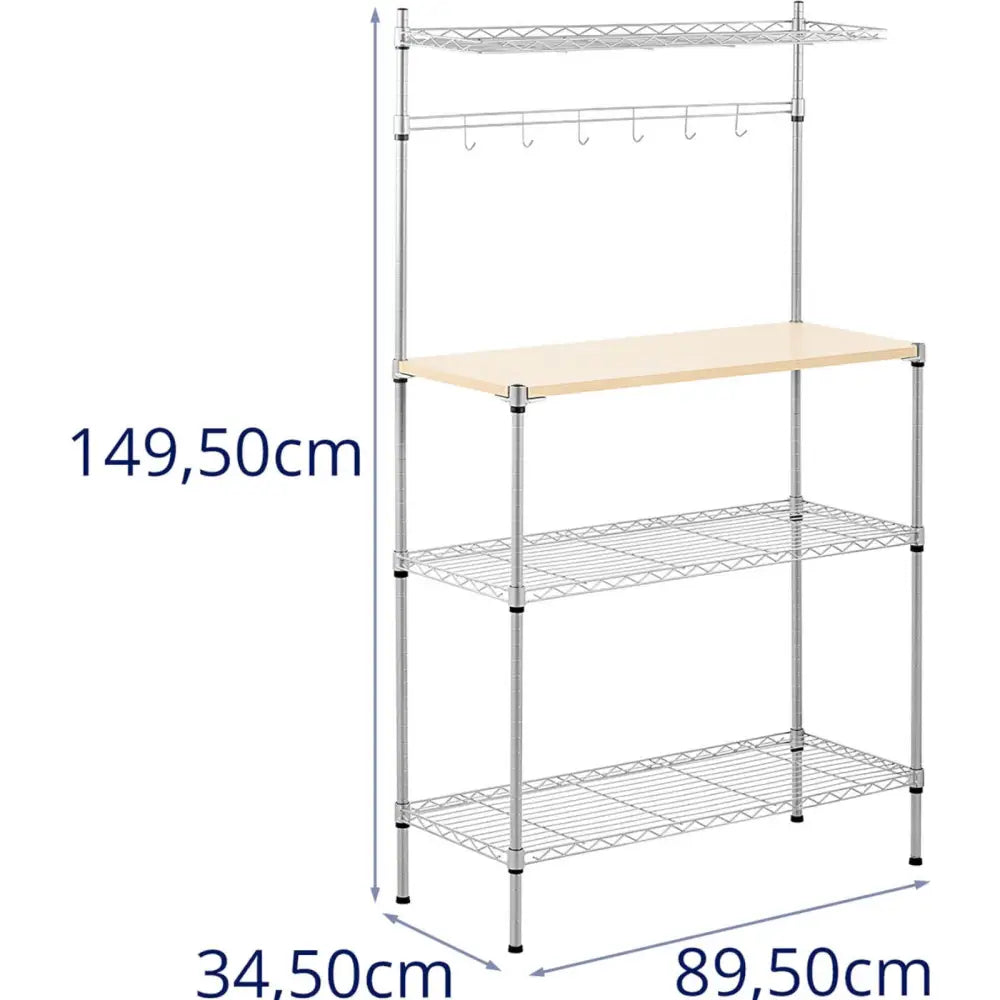 Metall Trådhylle Til Kjøkkenlager 4 Hyller Kroker 90 x 35 x 152 Cm Opptil 121 Kg - 7