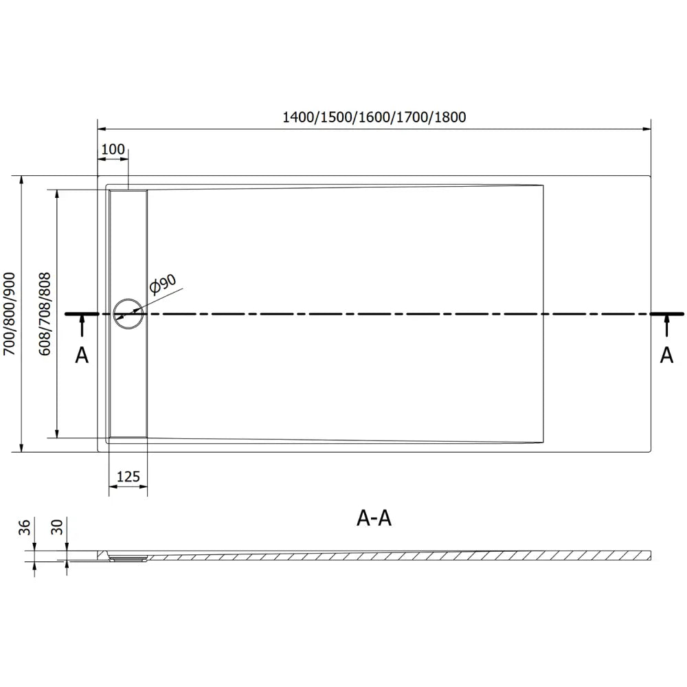 Mexen Amon Dusjbrett Rektangulært Smc 160x70 Cm Svart - 4f - 8