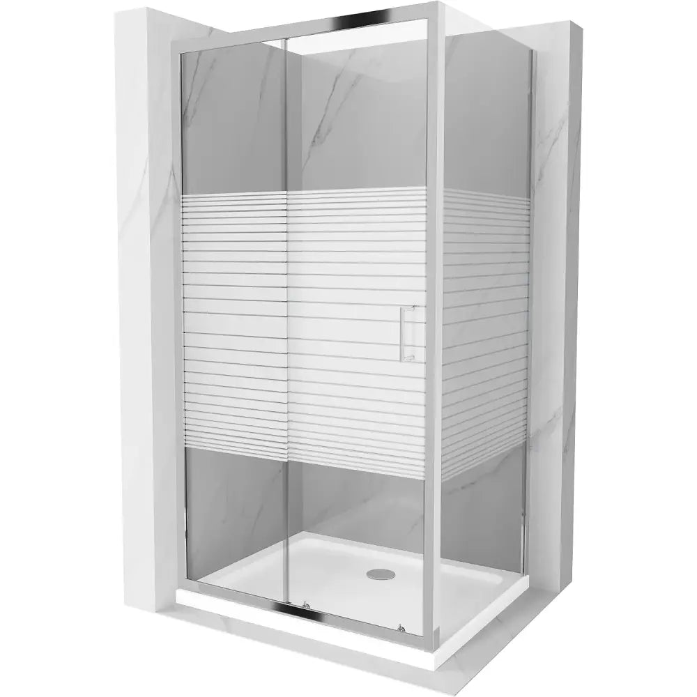 Mexen Apia Dusjkabinett Skyvbart 100x80 Cm Striper Krom + Dusjkabinett Flat - 840-100-080-01-20 - 1