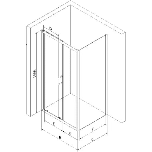 Mexen Apia Dusjkabinett Skyvbart 90x80 Cm Gjennomsiktig Krom + Dusjbunn Flat Svart - 840-090-080-01-00-. - 7