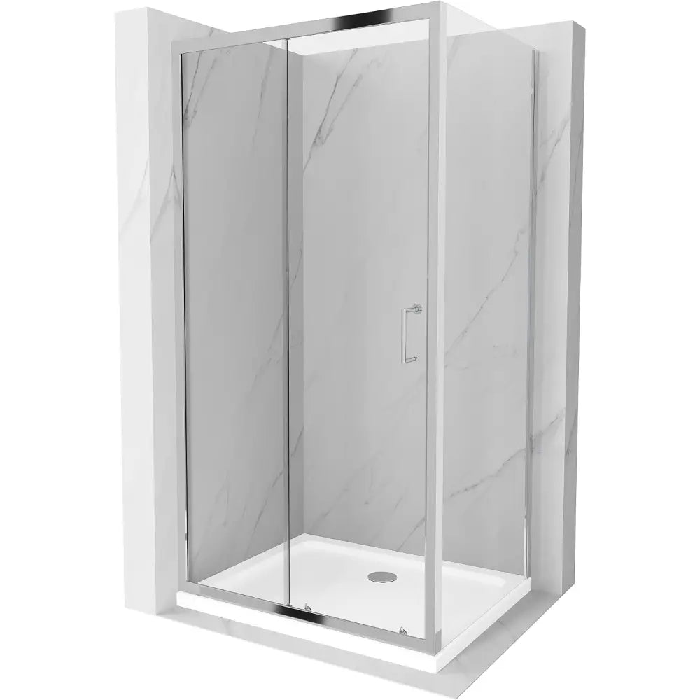 Mexen Apia Dusjkabinett Skyvedør 140x80 Cm Transparent Krom + Lav Dusjbunn - 840-140-080-01-00 - 1