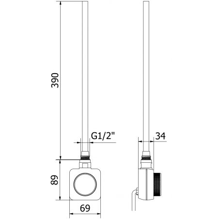 Håndkletørker Ares 1200 x 400 mm, 400 W, Hvit