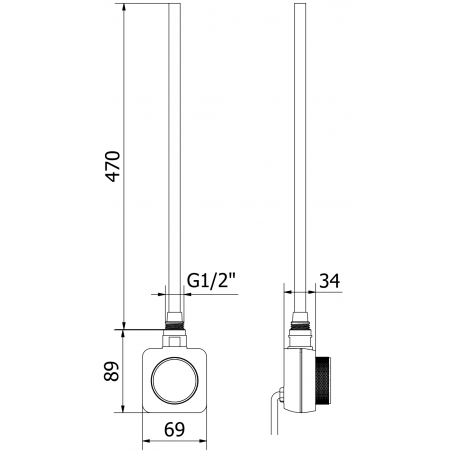 Håndkletørker Ares 1200 x 500 mm, 500 W, Sort